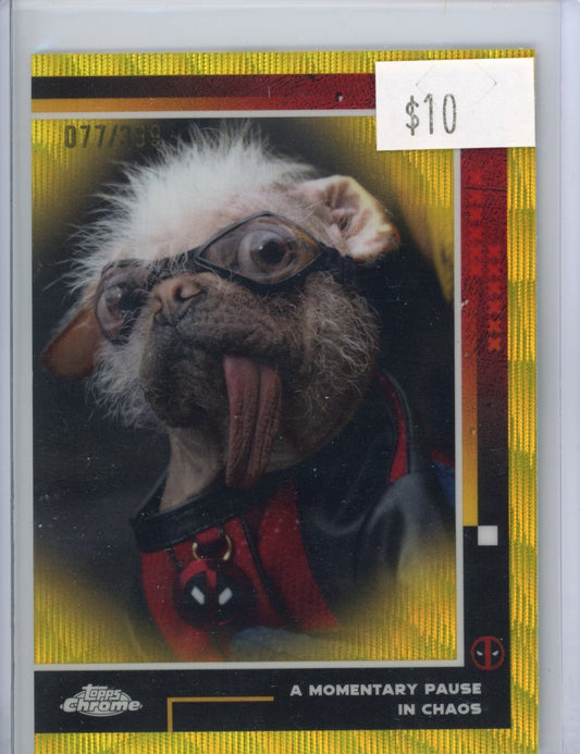 2025 Topps Chrome Deadpool and Wolverine A Momentary Pause In Chaos Yellow Wave #/399