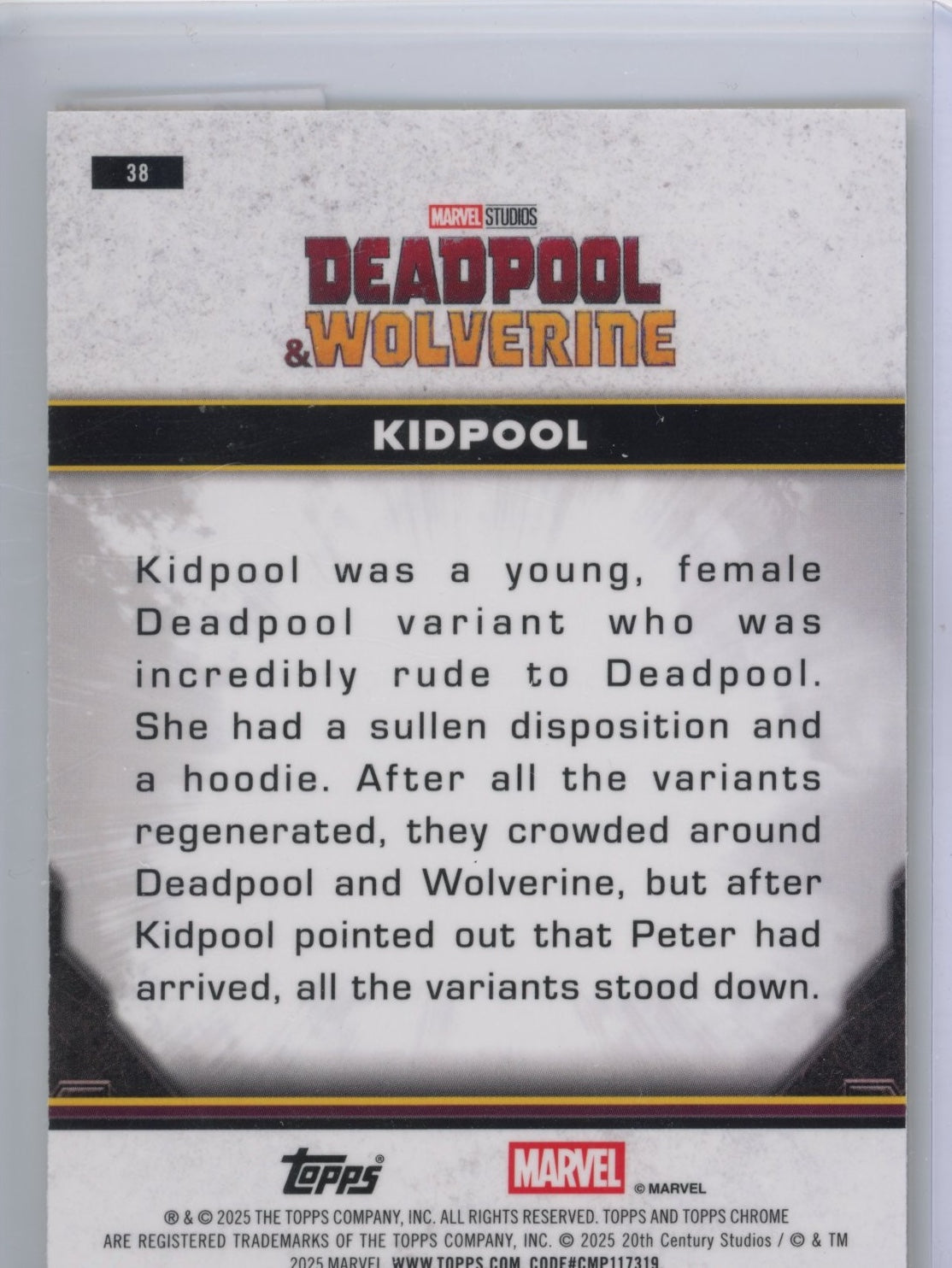 2025 Topps Chrome Deadpool and Wolverine Kidpool Yellow Wave #/399