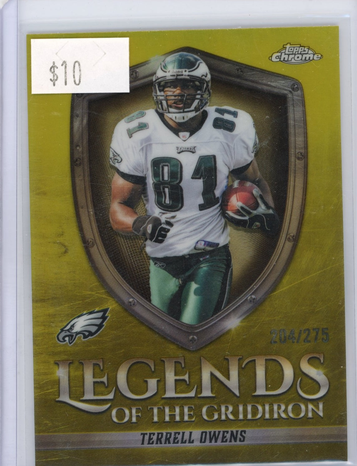 2025 Topps Chrome Terrell Owens #LOG-20 Legends of the Gridiron Philadelphia Eagles Yellow #/275