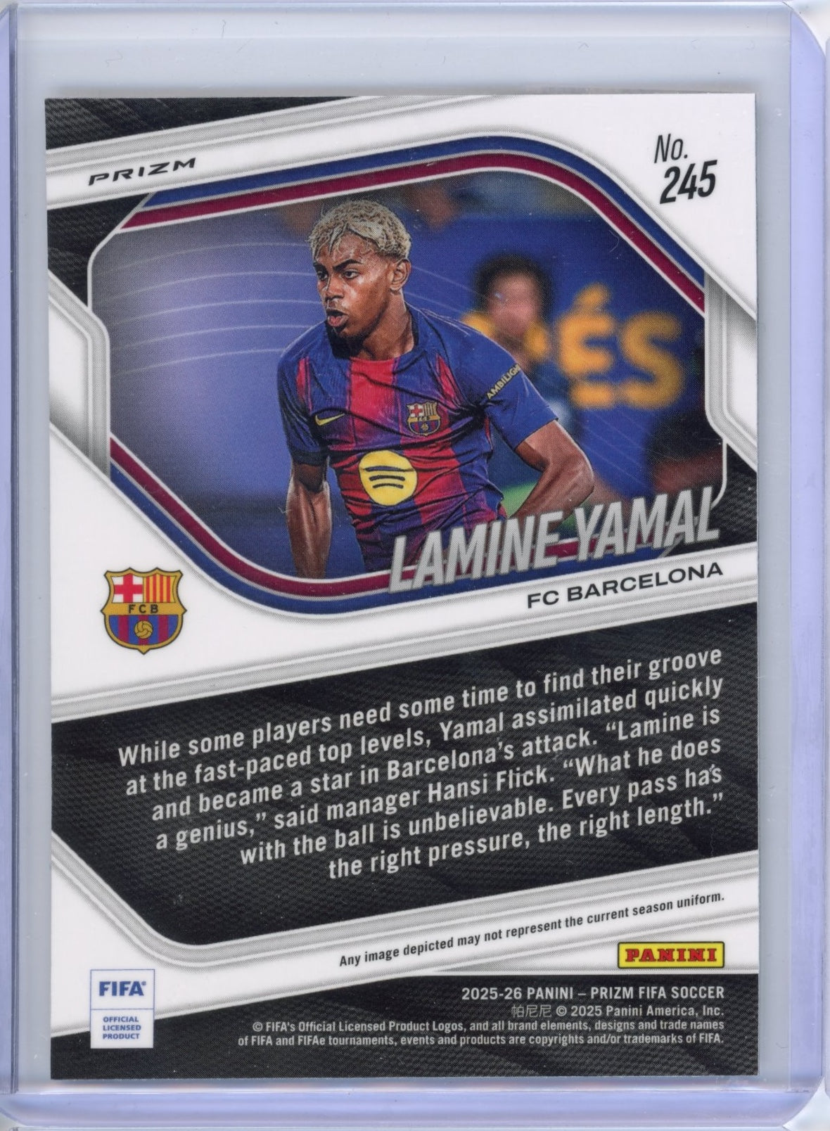 2025-26 Panini Prizm FIFA Lamine Yamal #245 Lazer Prizms FC Barcelona