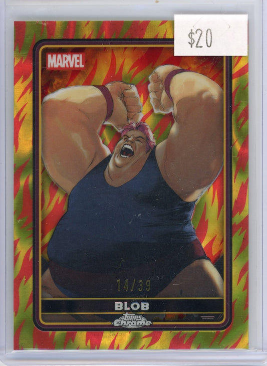 2025 Topps Chrome Marvel Deadpool Blob #14 Refractor Fire #/39