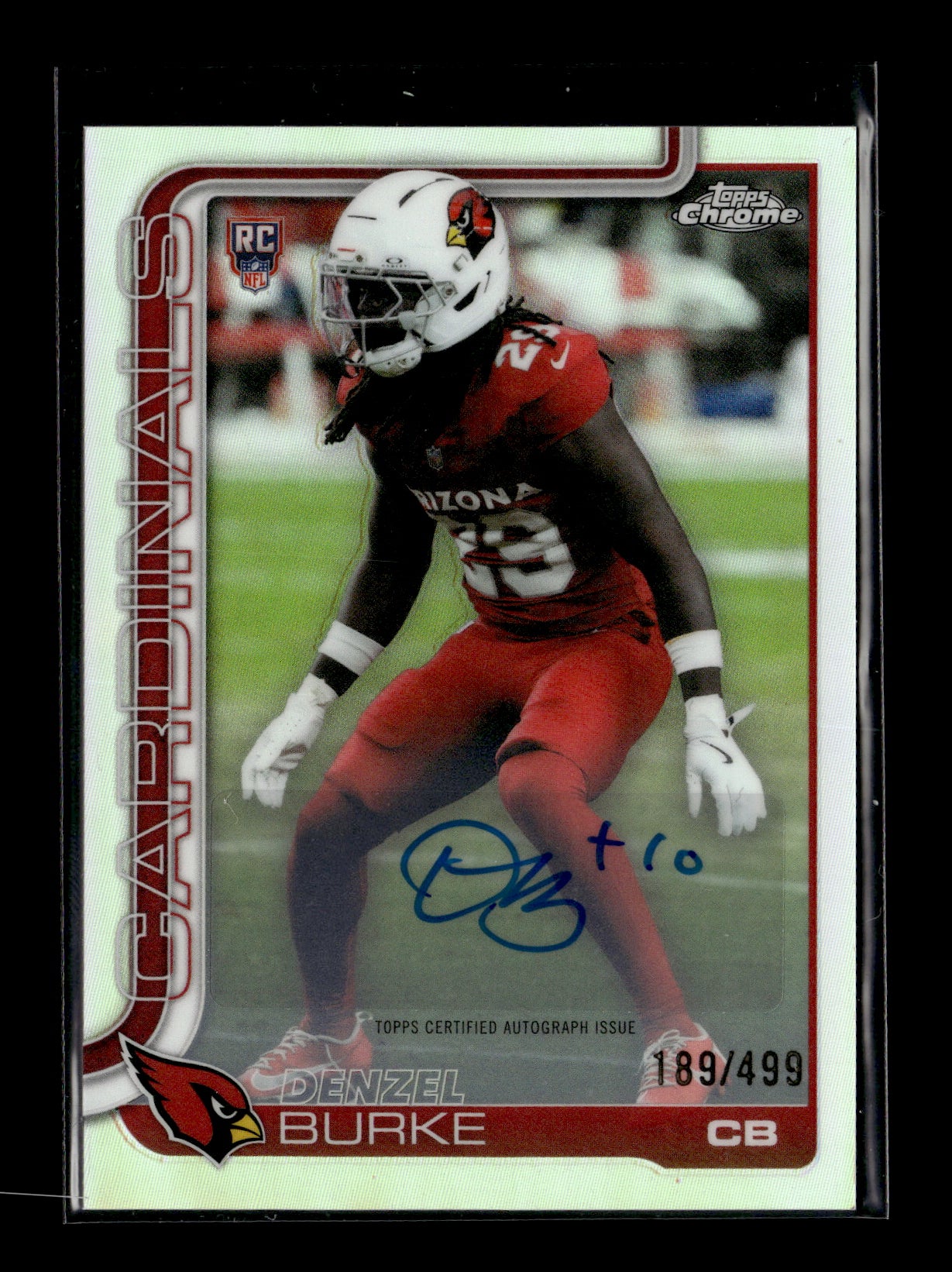 2025 Topps Chrome Denzel Burke #RA-DB Chrome Rookie Autographs Arizona Cardinals