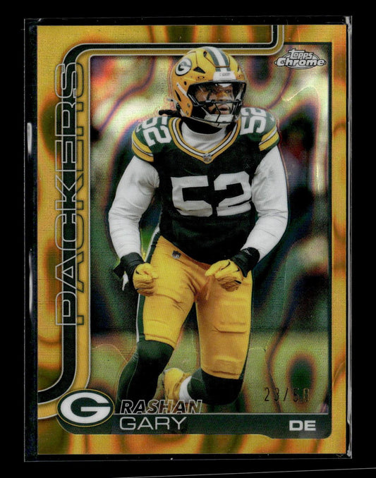 2025 Topps Chrome Rashan Gary #111 Gold Geometric Refractor #/50 Green Bay Packers