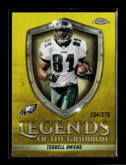 2025 Topps Chrome Terrell Owens #LOG-20 Legends of the Gridiron Yellow Refractor #/275 Philadelphia Eagles