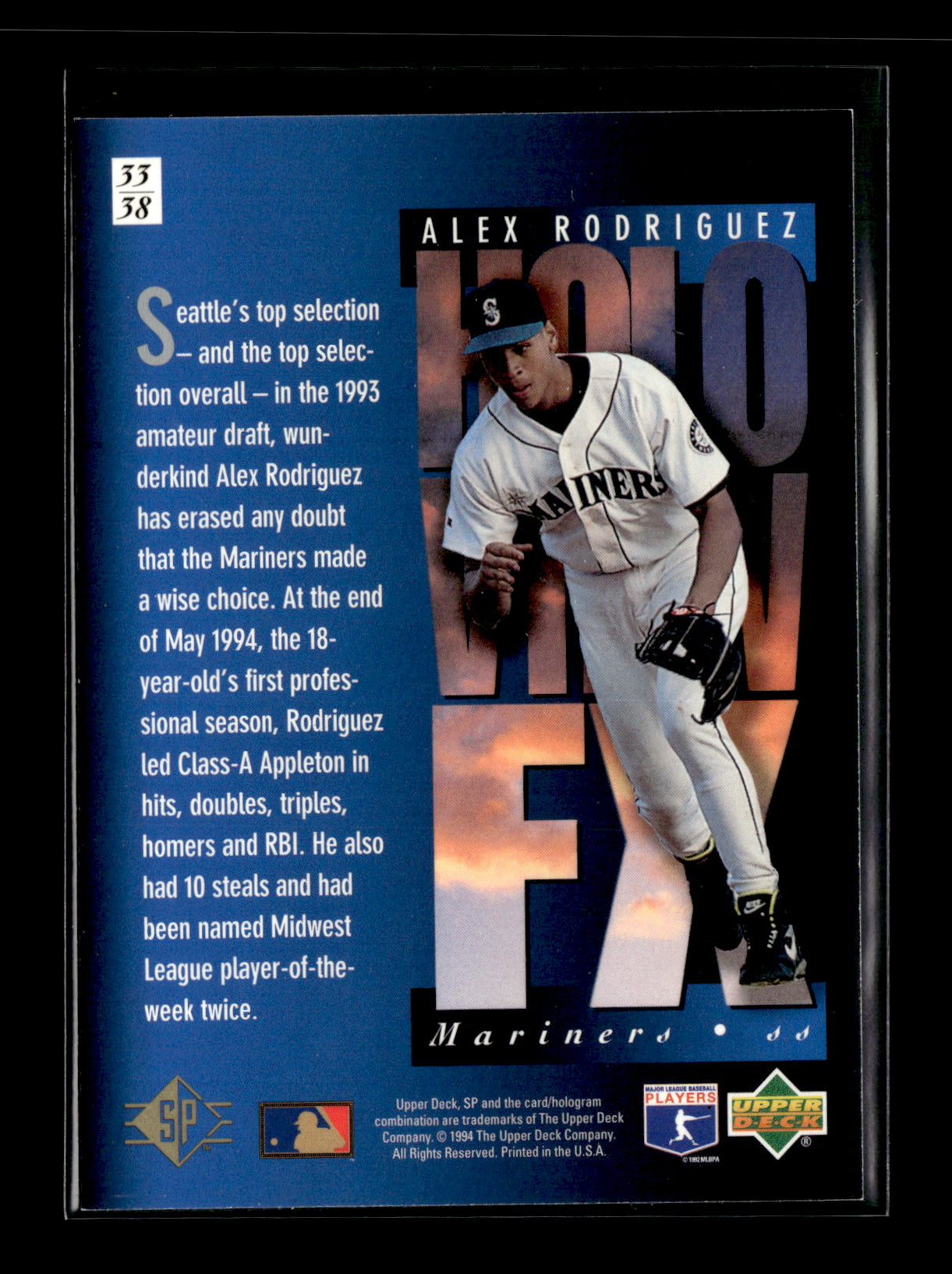 1994 SP Alex Rodriguez #33 Holoview FX Seattle Mariners