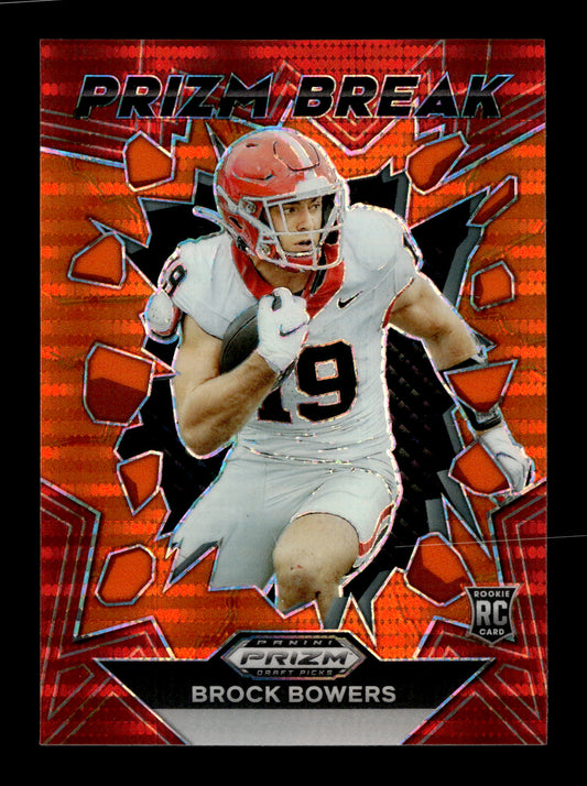 2024 Panini Prizm Draft Picks Brock Bowers #PB-BBS Prizm Break Orange Pulsar #/49 Georgia Bulldogs