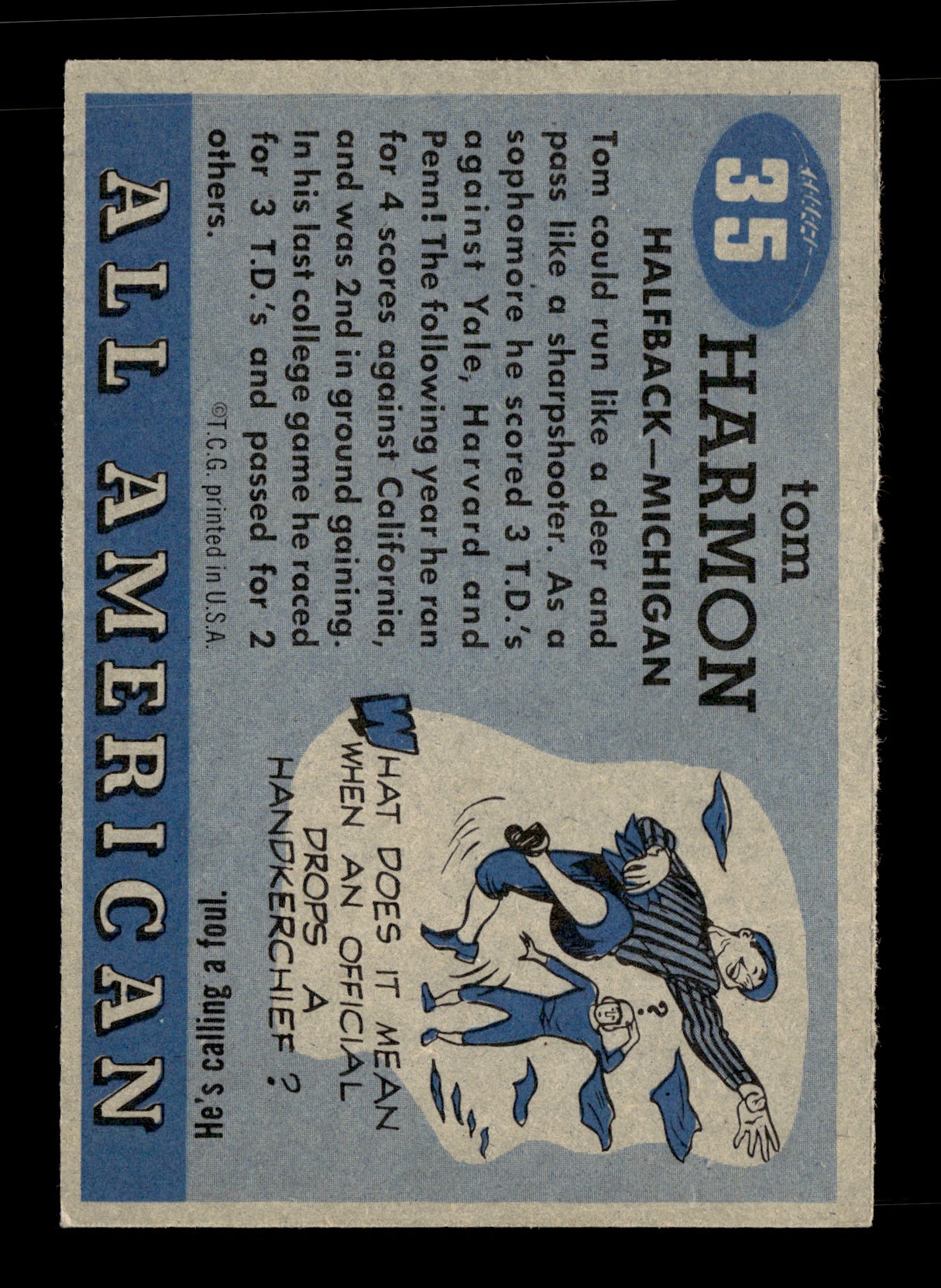 1955 Topps All-American Tom Harmon #35 Michigan Wolverines