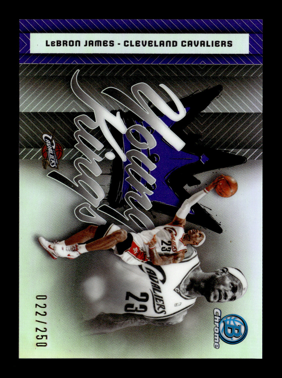 2025-26 Bowman LeBron James #YK-5 Young Kings Purple Refractors #/250 Cleveland Cavaliers