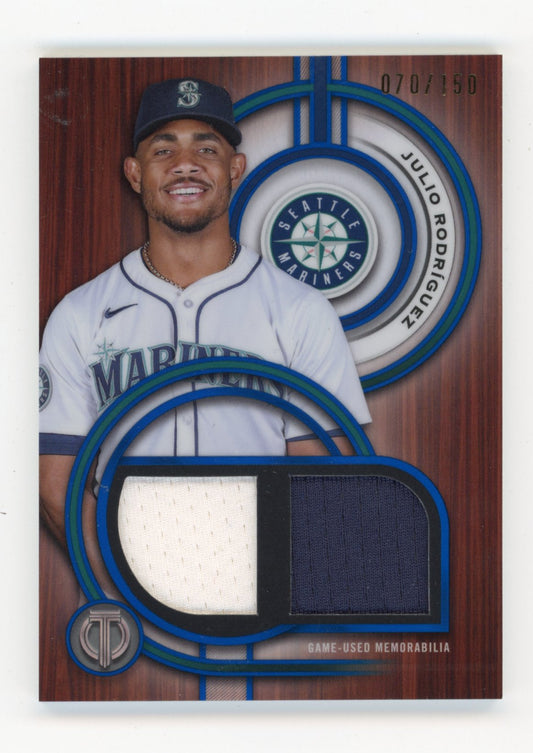 2025 Topps Tribute Julio Rodríguez #DR-JR Dual Relic Single Player Blue #/150 Seattle Mariners