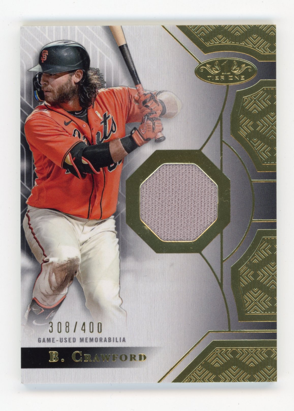 2023 Topps Tier One Brandon Crawford #T1R-BC Tier One Relics (Design B) #/400 San Francisco Giants