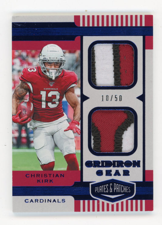 2019 Panini Plates & Patches Christian Kirk #GG16 Gridiron Gear Relics Blue #/50 Arizona Cardinals