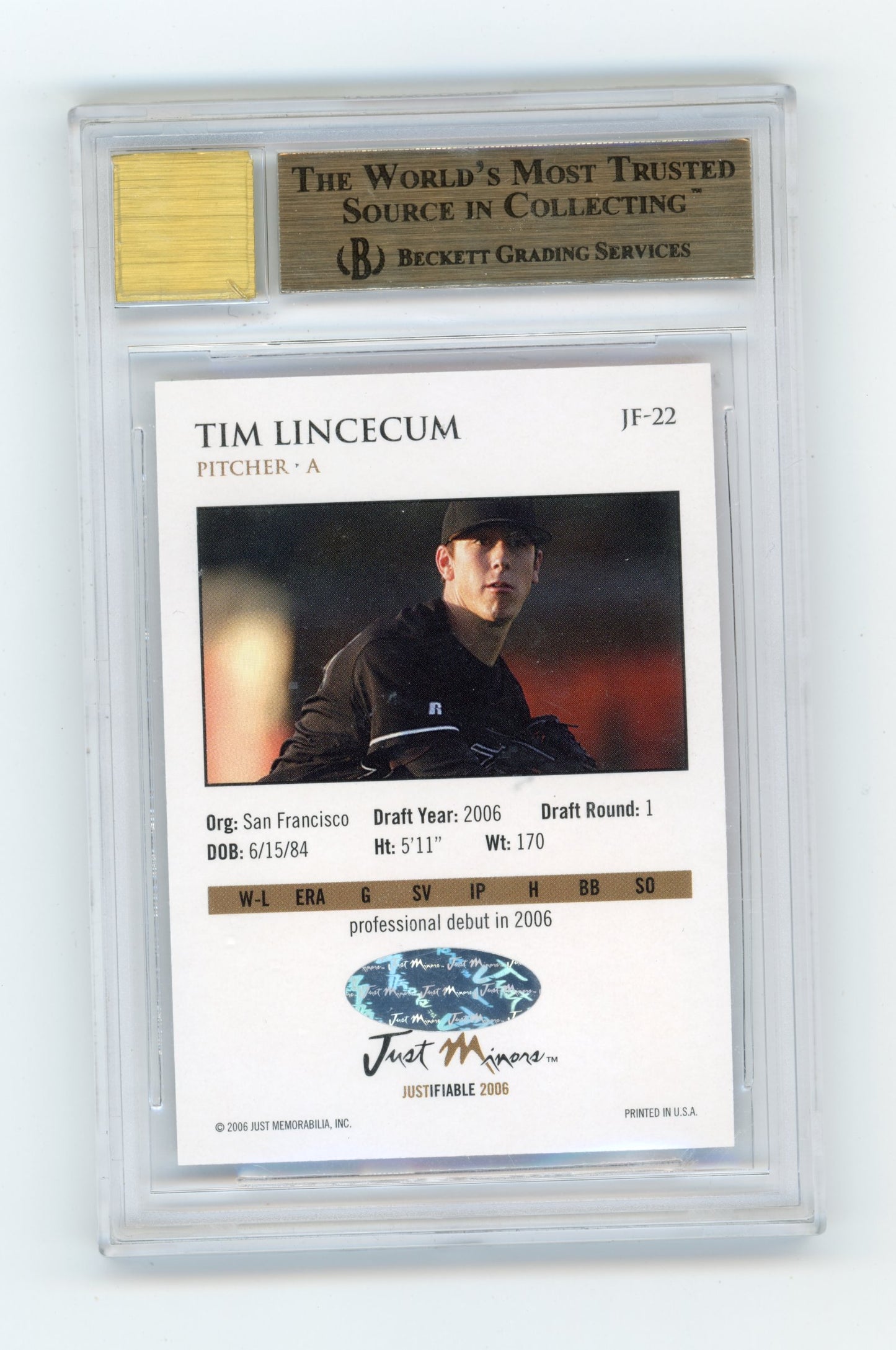 2006 Justifiable Tim Lincecum #JF-22 Autographs San Francisco Giants