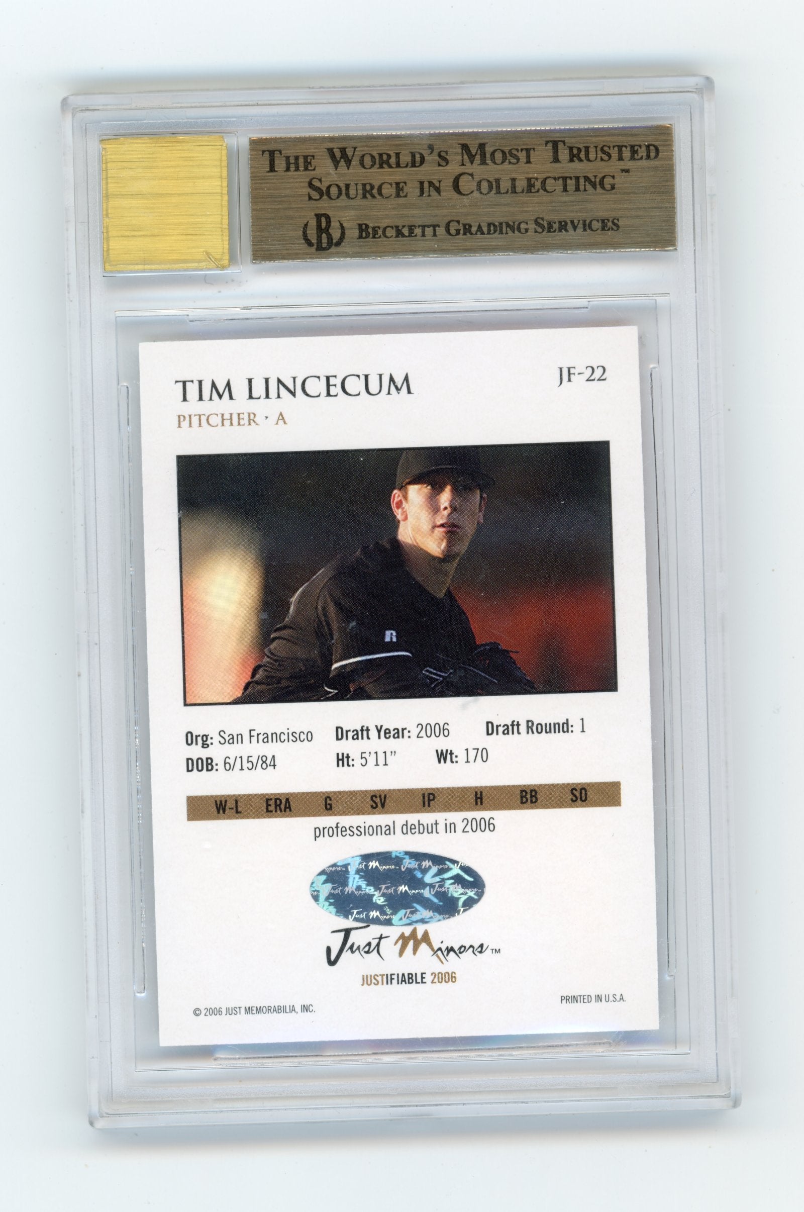 2006 Justifiable Tim Lincecum #JF-22 Autographs San Francisco Giants