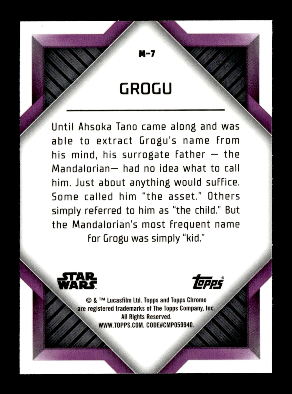 2023 Topps Chrome Star Wars Grogu #M-7 Monikers