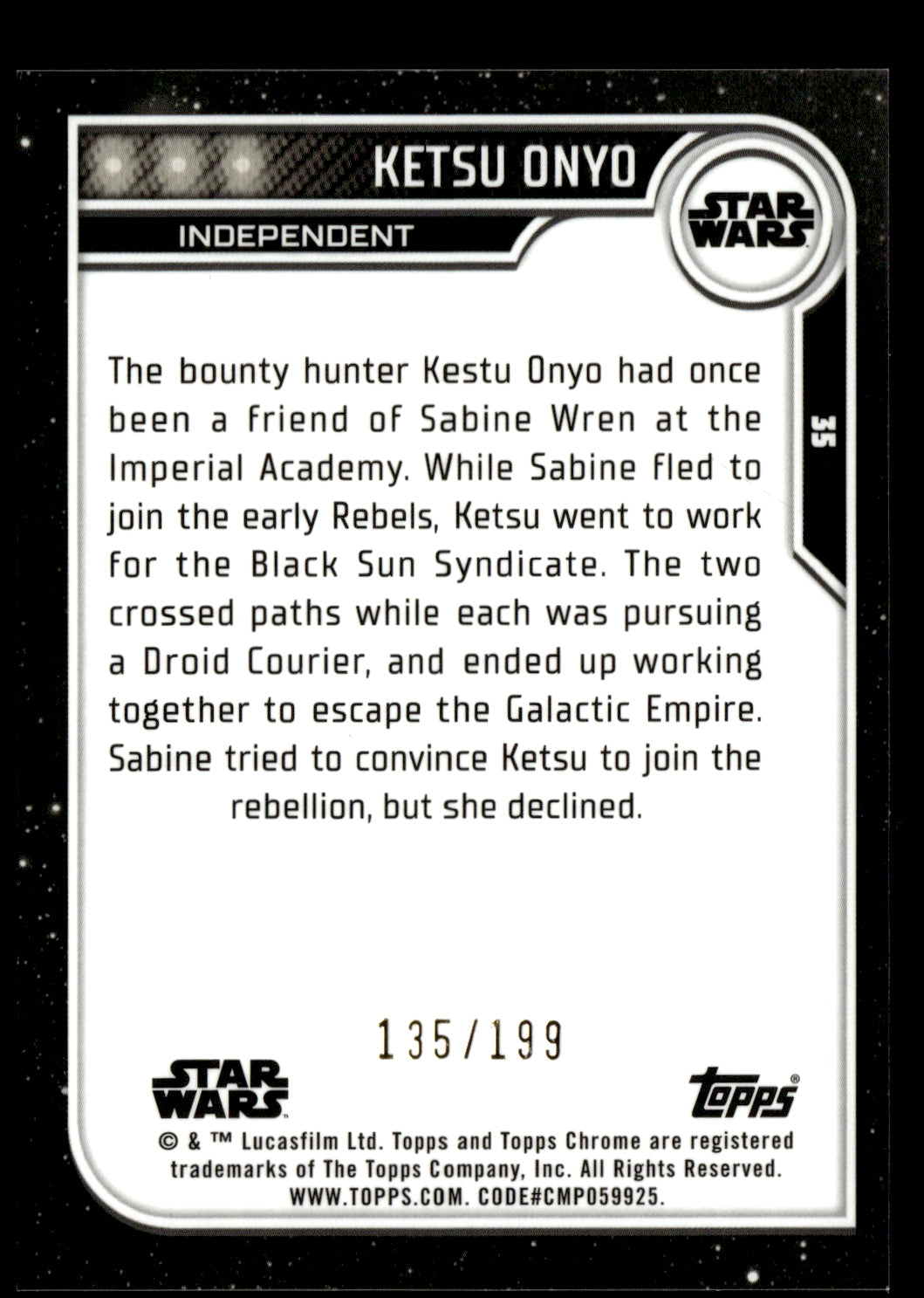 2023 Topps Chrome Star Wars Ketsu Onyo #35