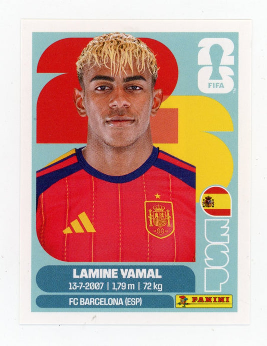 2026 Panini FIFA World Cup Stickers (Blue Fronts w/ White Border) Lamine Yamal #ESP15 Spain