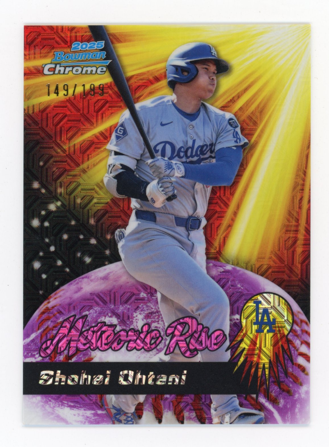 2025 Bowman Chrome Shohei Ohtani #MR-12 Meteoric Rise Pink Mega Refractor #/199 Los Angeles Dodgers