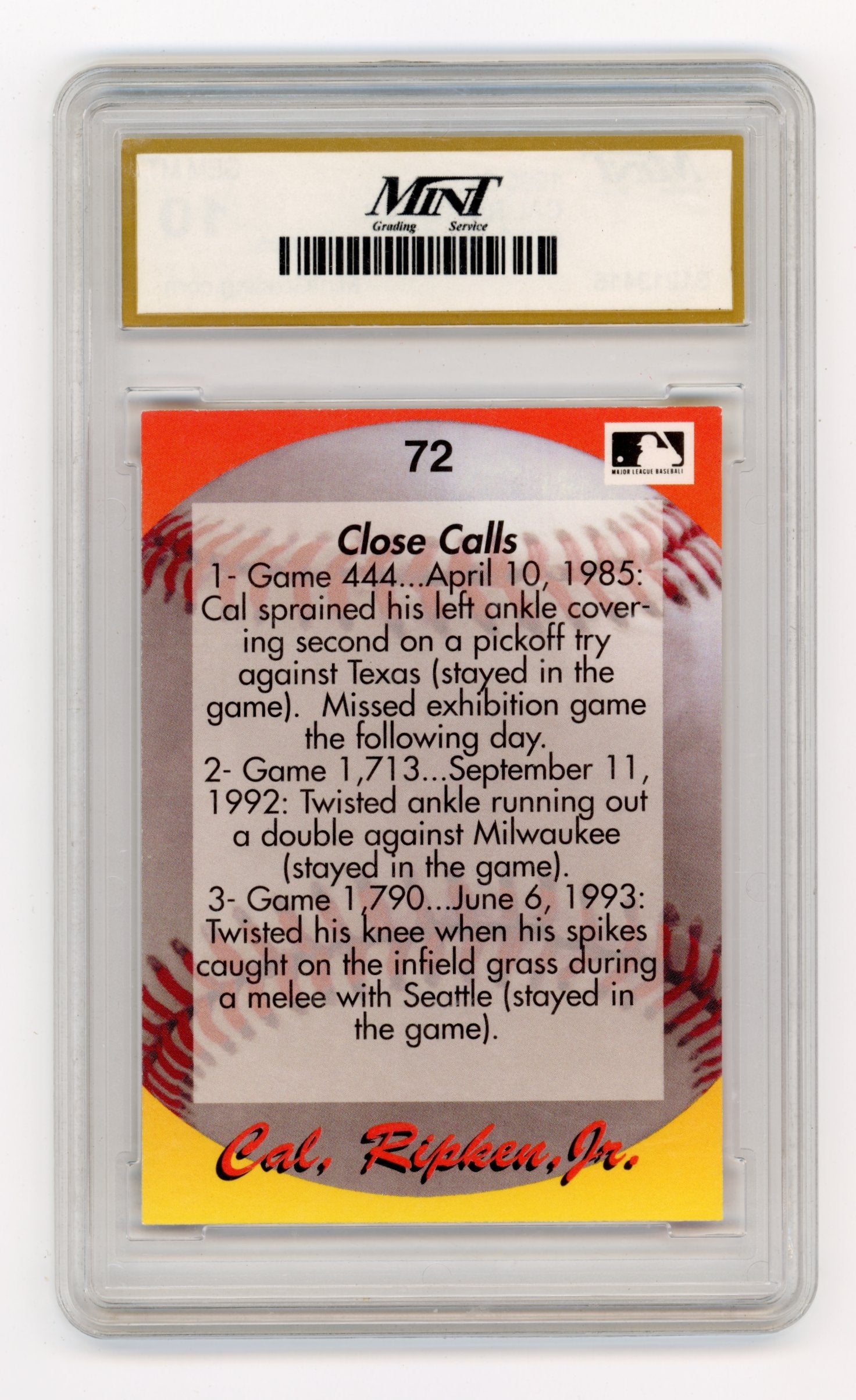 1995 Star Cal Ripken, Jr. 80 (Unlicensed) Cal Ripken Jr. #72 Baltimore Orioles