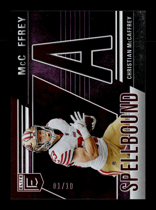 2024 Donruss Elite Christian McCaffrey #15 Spellbound Purple #/10 San Francisco 49ers