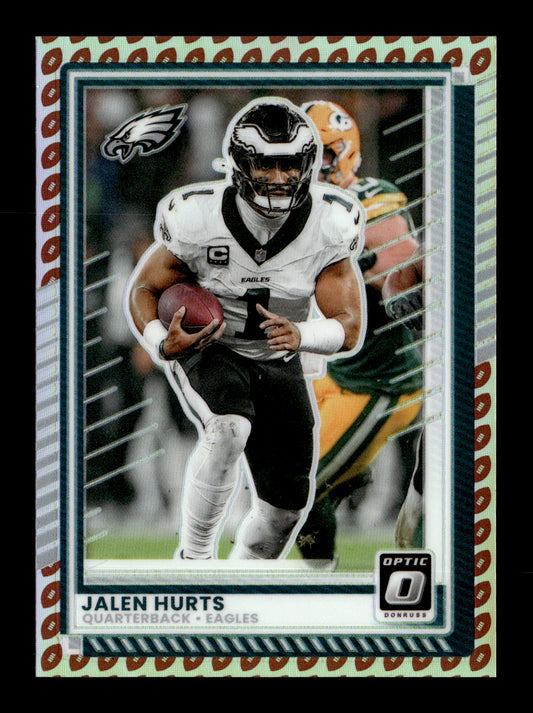 2025 Donruss Optic Jalen Hurts #14 Footballs #/16 Philadelphia Eagles