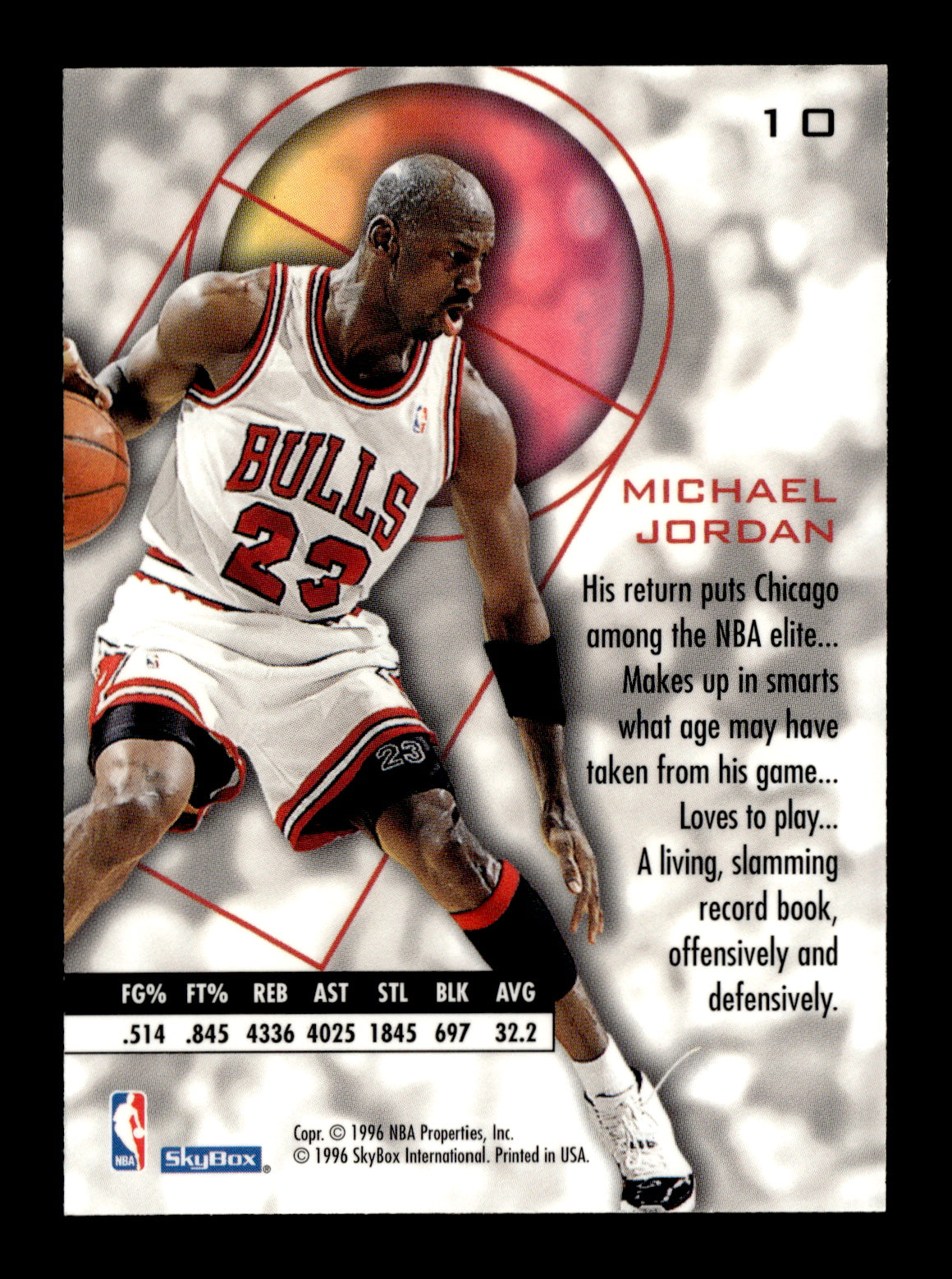 1995-96 SkyBox E-XL Michael Jordan #10 Chicago Bulls