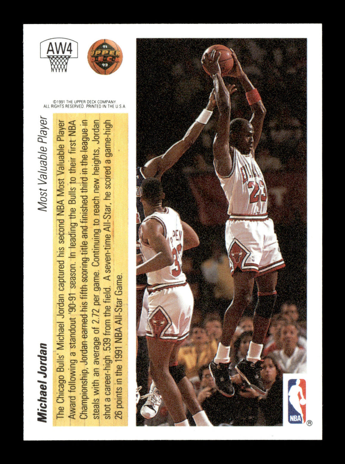 1991-92 Upper Deck Michael Jordan #AW4 Award Winner Holograms Chicago Bulls
