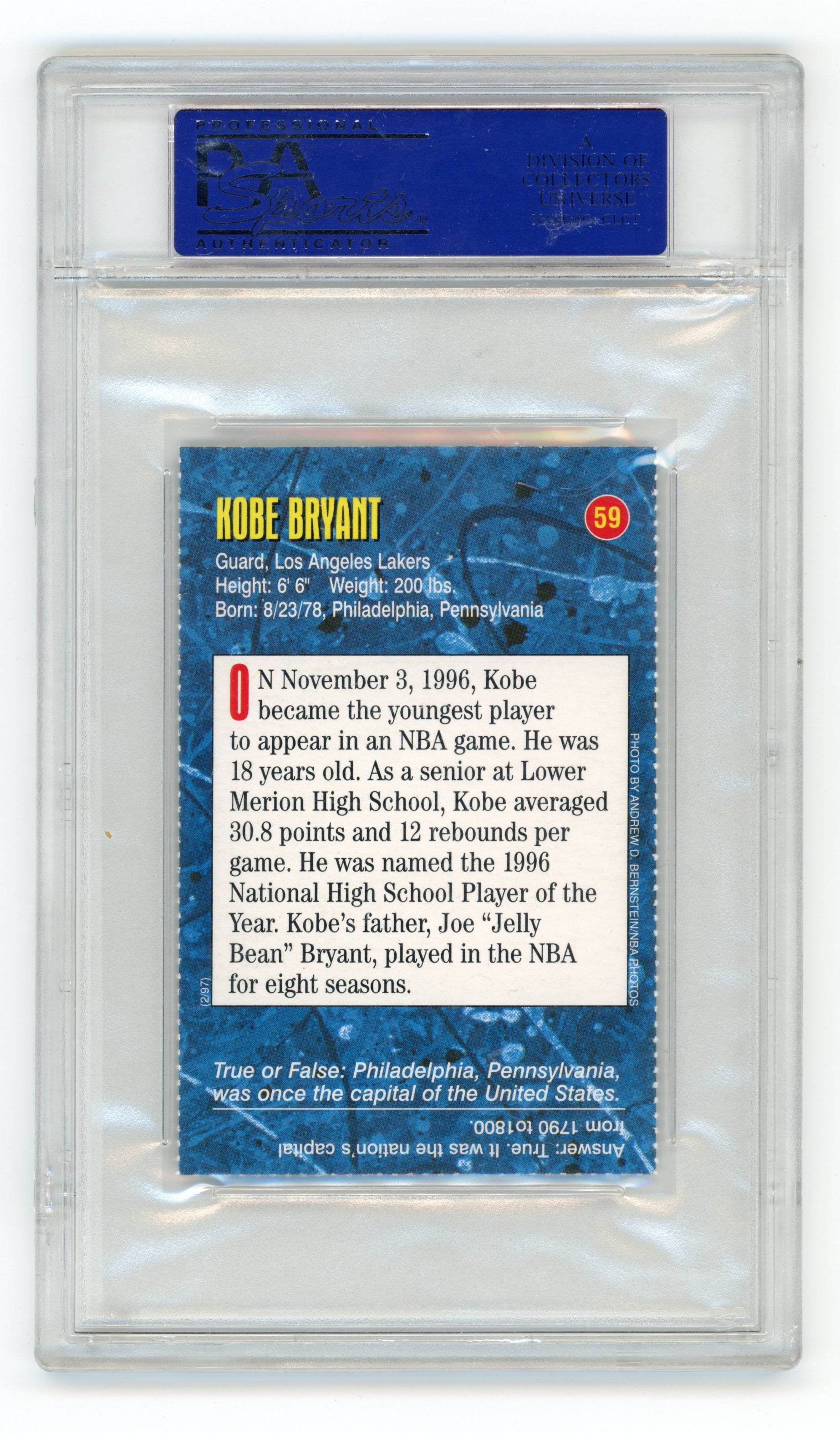 1997 S.I. For Kids Rookies Kobe Bryant #59 Rookies PSA 8 Los Angeles Lakers