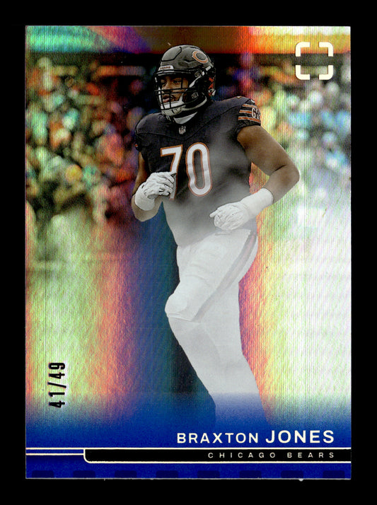 2025 Panini Photogenic Braxton Jones #64 Blue #/49 Chicago Bears
