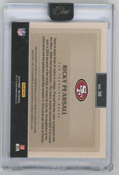 2024 Panini One Ricky Pearsall #38 #/199 San Francisco 49ers
