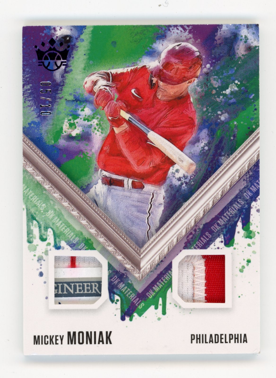 2021 Diamond Kings Mickey Moniak #DKM-MM DK Materials Purple (FOTL) /10 Phillies