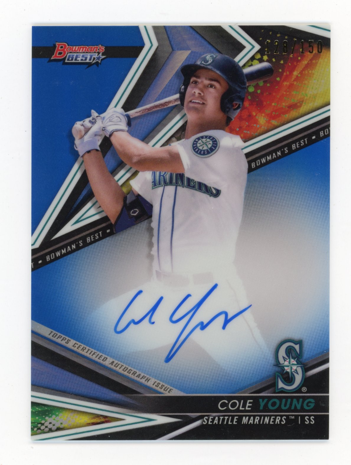 2022 Bowman's Best Cole Young #B22-CY Best of 2022 Autographs #/150 Mariners