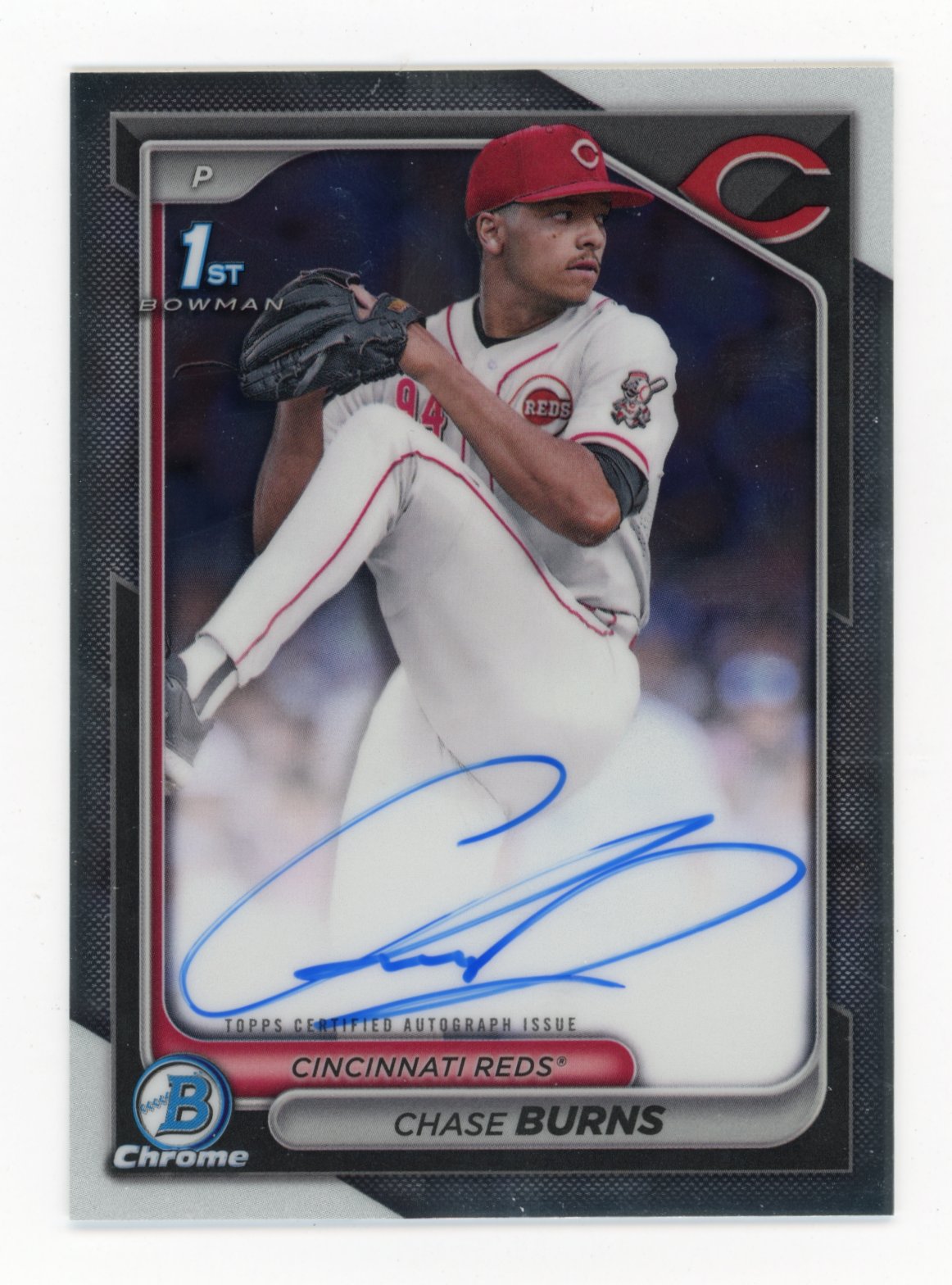 2024 Bowman Draft Chase Burns #CPA-CB Chrome Prospect Autographs Cincinnati Reds