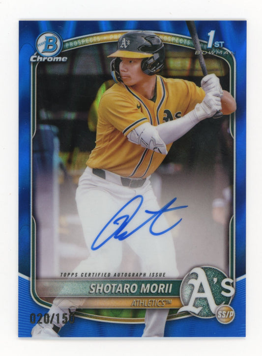 2025 Bowman Chrome Shotaro Morii #CPA-SM Prospect Autographs Blue RayWave #/150 Athletics
