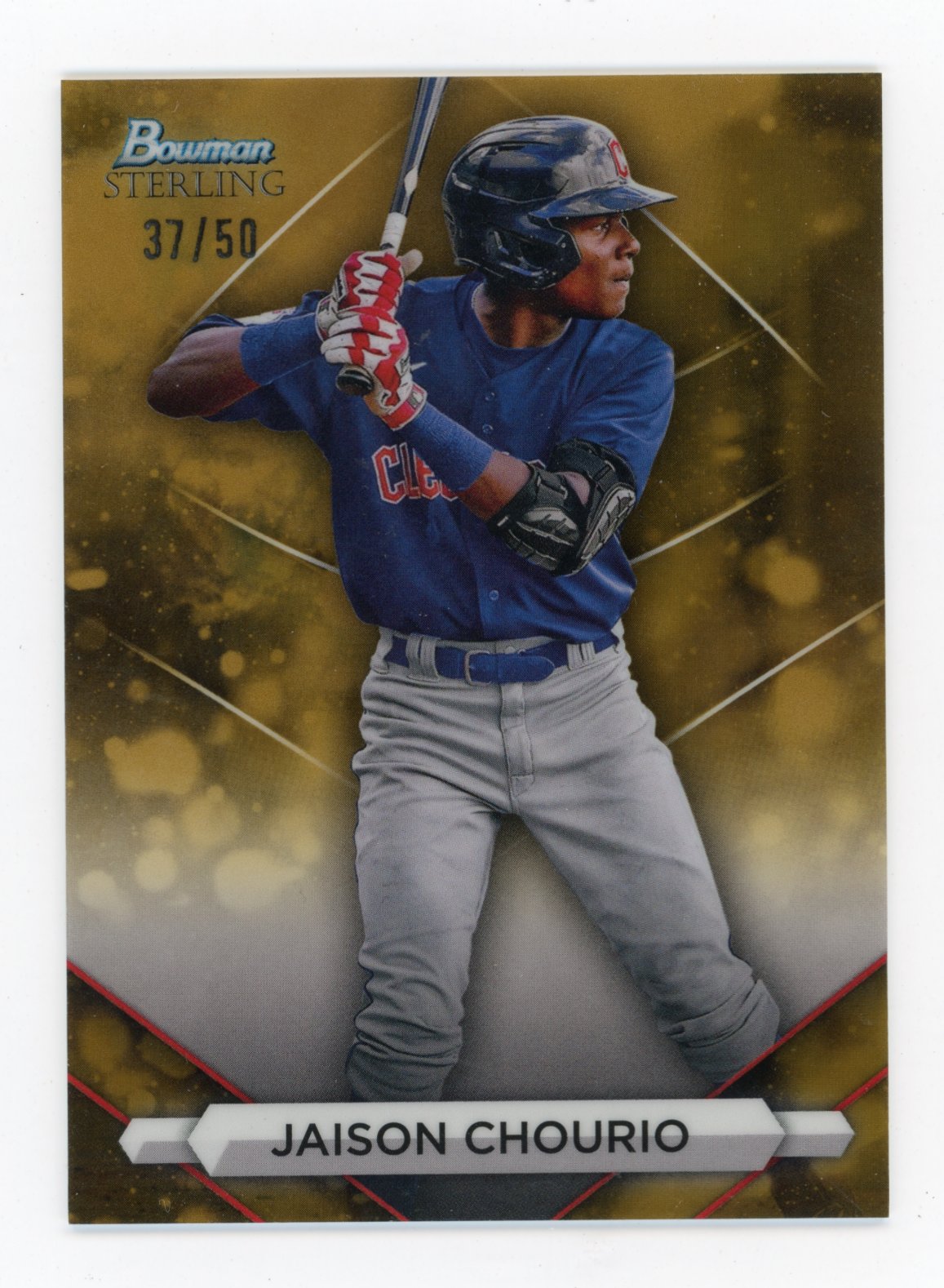 2023 Bowman Sterling Jaison Chourio #BSP-96 Gold Refractors #/50 Cleveland Guardians