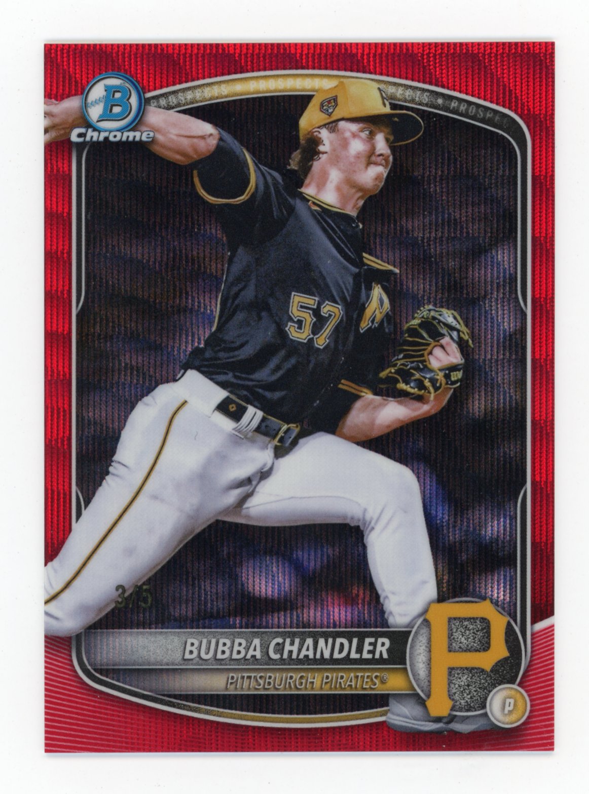 2025 Bowman Chrome Bubba Chandler #BCP-171 Prospects Red Wave #/5 Pittsburgh Pirates