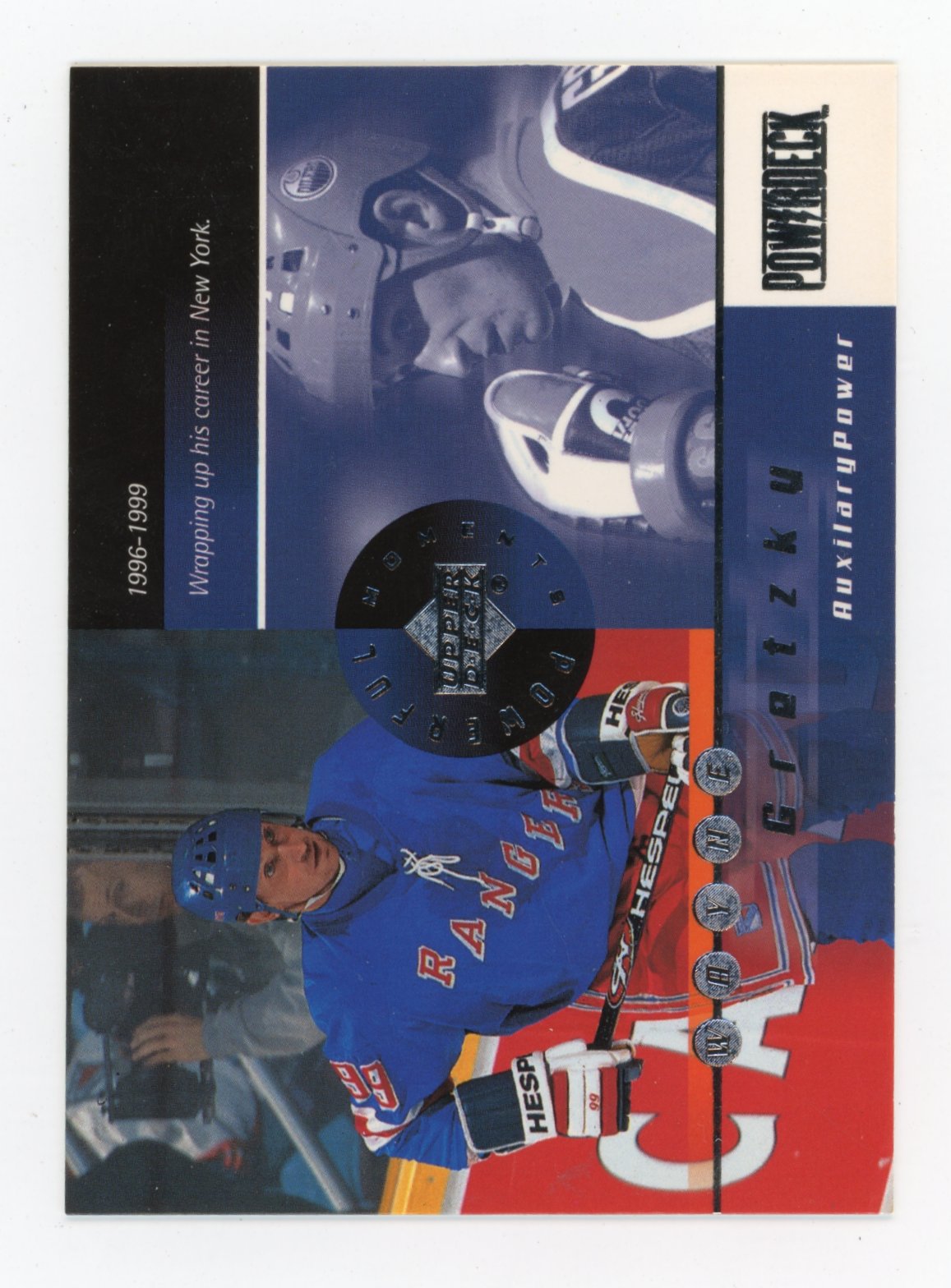 1999-00 Upper Deck PowerDeck Wayne Gretzky #AUXPM4 Powerful Moments Auxiliary New York Rangers