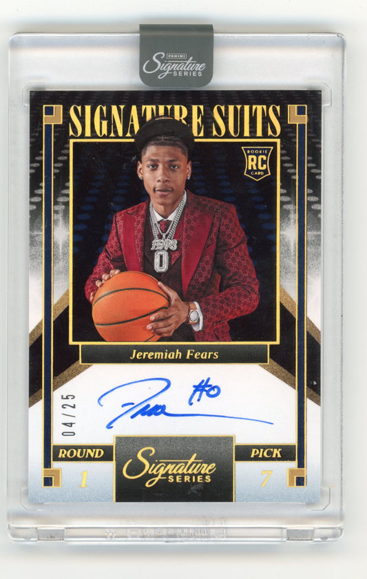 2025 Signature Series Jeremiah Fears #SS-JMF Signature Suits Rookie Autographs #/25 Pelicans