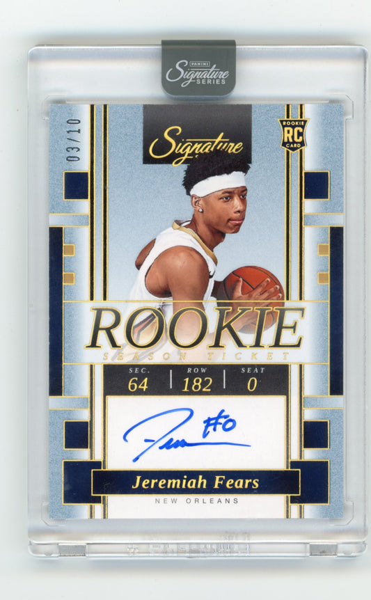 2025-26 Panini Signature Series Jeremiah Fears #RST-JMF Rookie Season Ticket Autographs New Orleans Pelicans