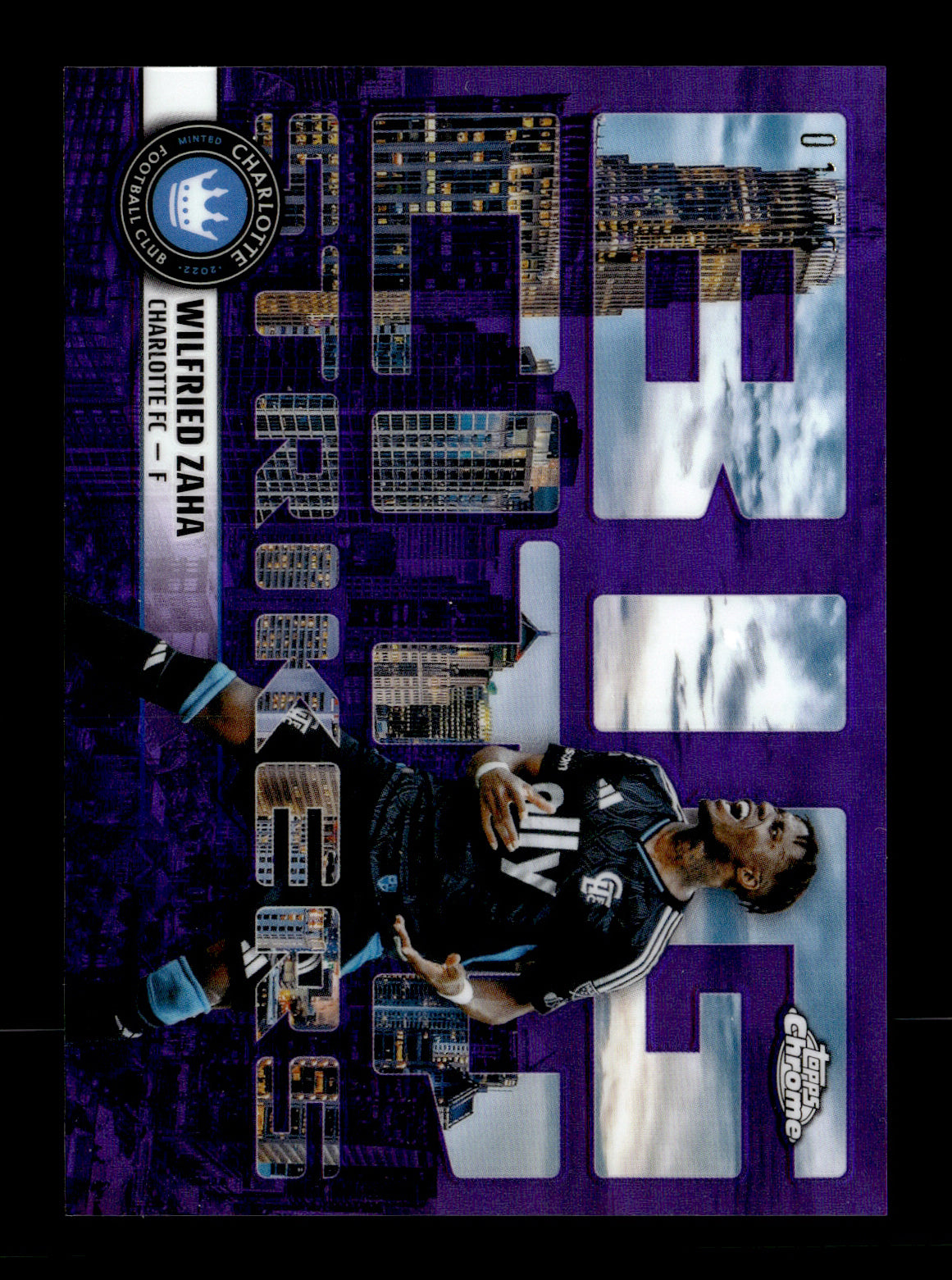 2025 Topps Chrome MLS Wilfried Zaha #BCS-11 Big City Strikers Purple Refractor #/75 Charlotte FC