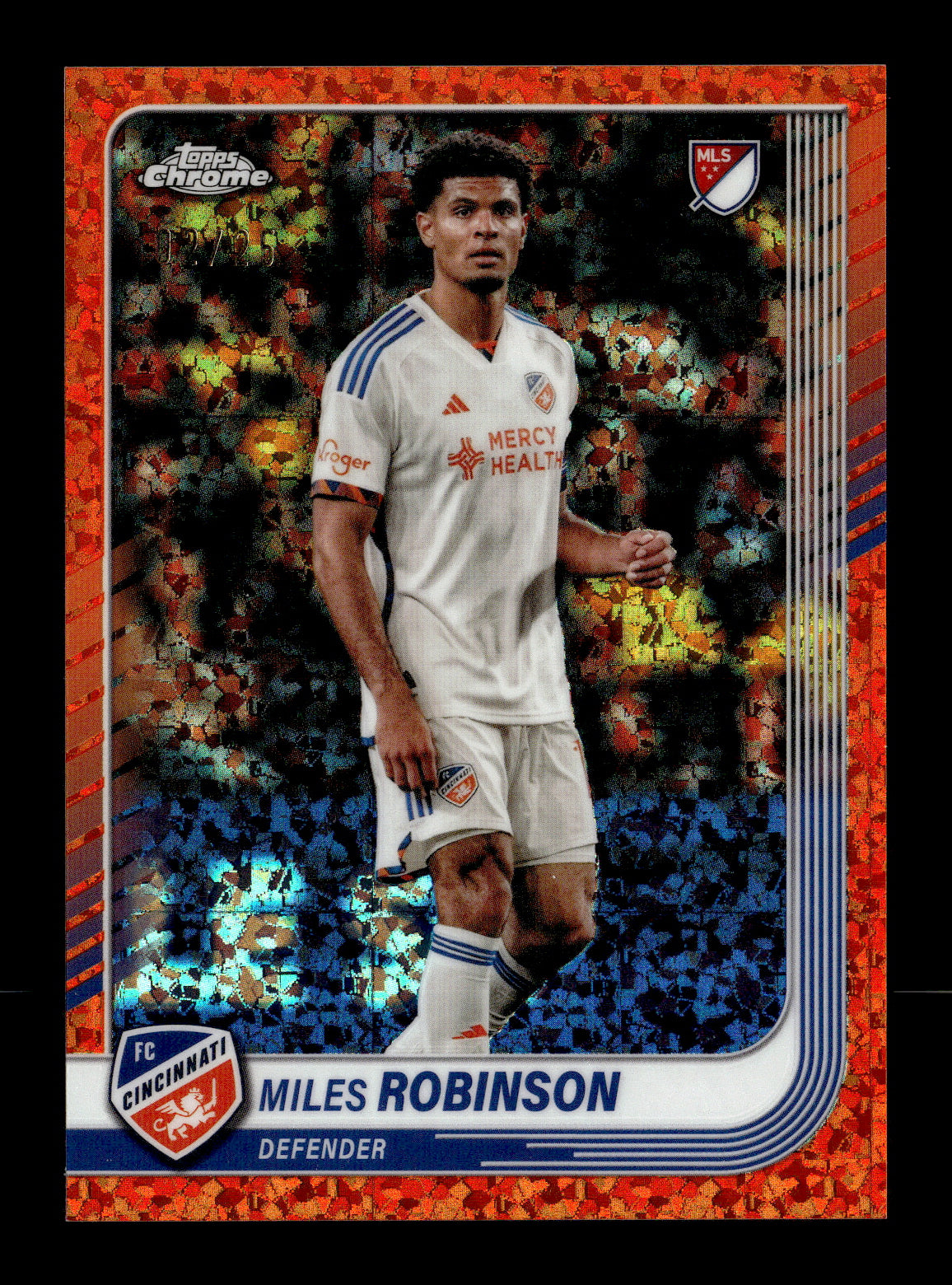 2025 Topps Chrome MLS Miles Robinson #173 Orange Refractor #/25 FC Cincinnati
