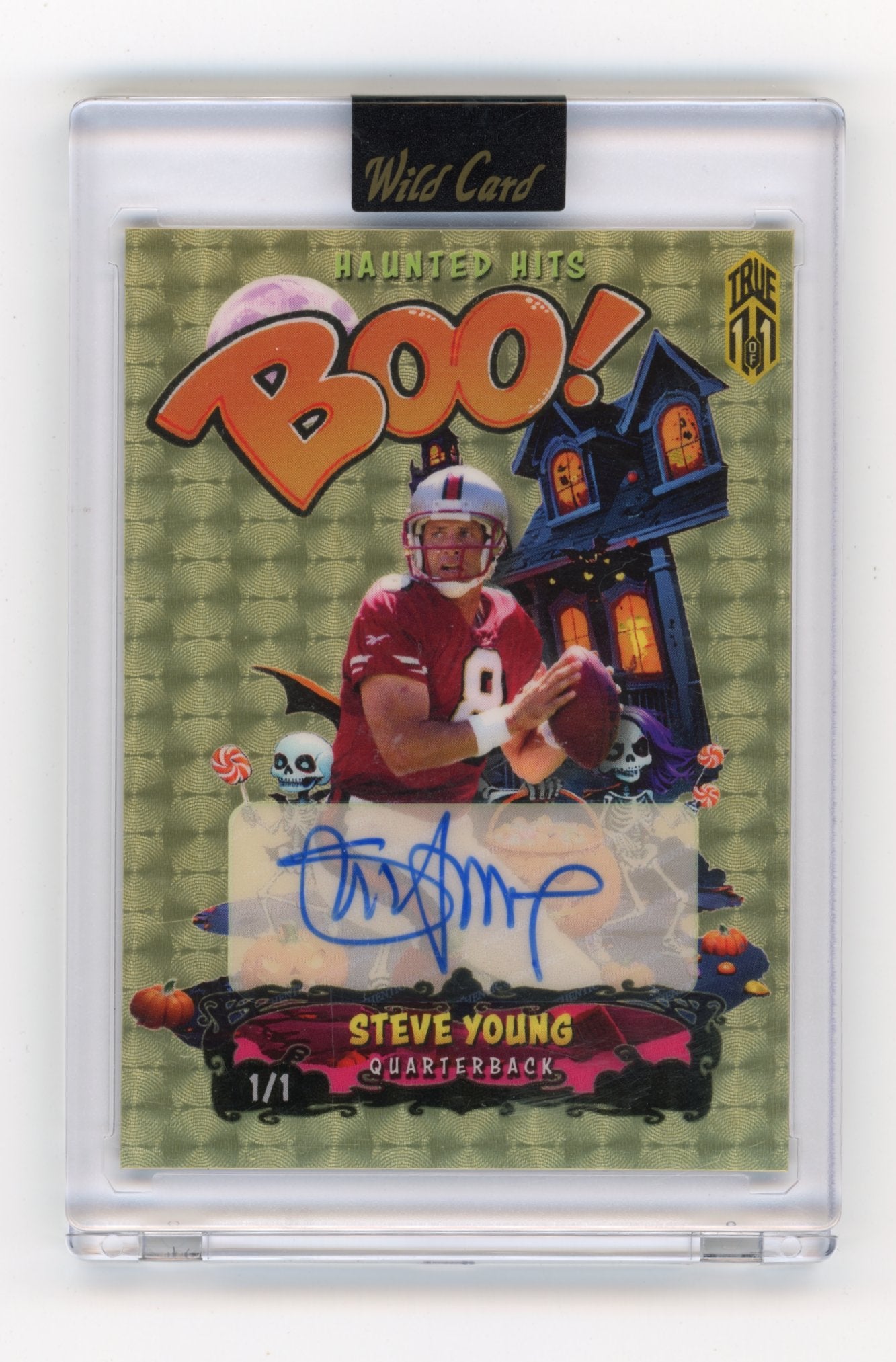 2025 Wild Card Haunted Hits - Gold Circles Auto Boo Steve Young #a3HHTBO-SYA #/1