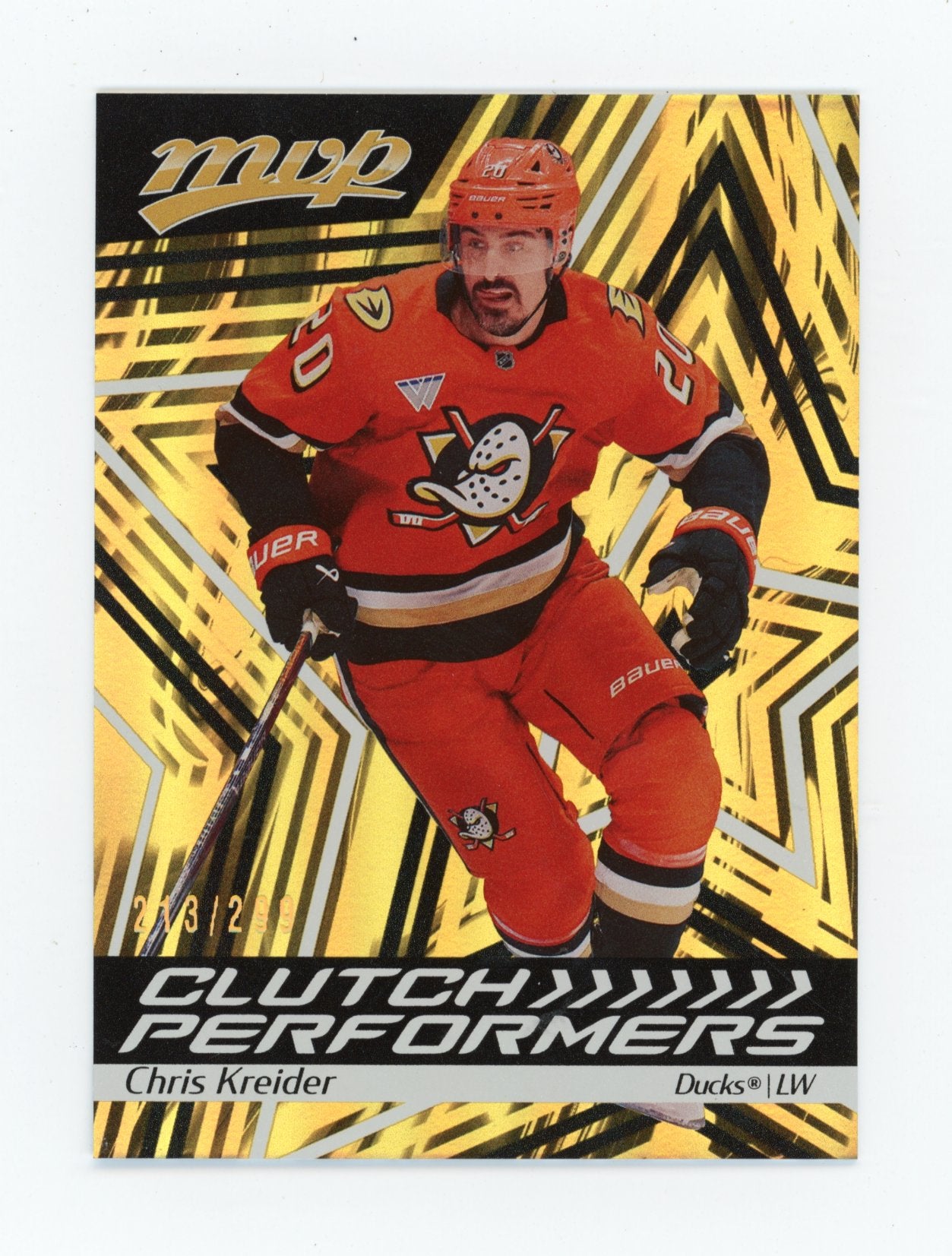 2026-27 Upper Deck MVP Chris Kreider #CP-6 Clutch Performers Gold #/299 Anaheim Ducks