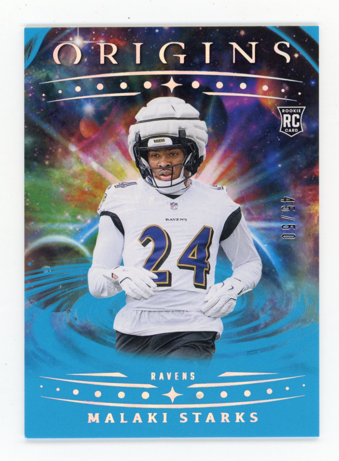 2025 Panini Origins Malaki Starks #144 Turquoise #/50 Baltimore Ravens