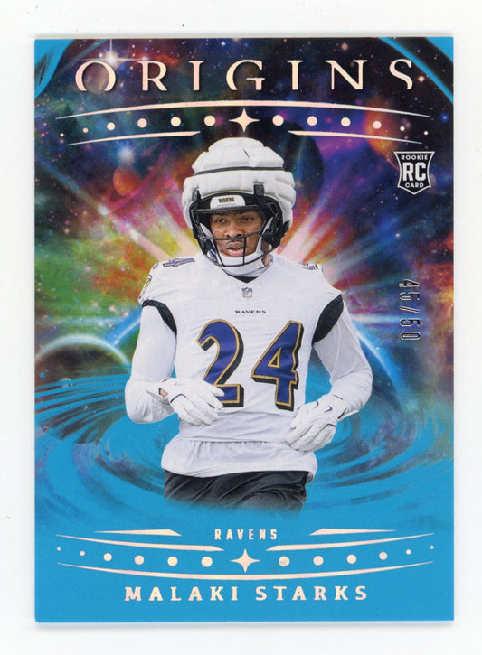 2025 Panini Origins Malaki Starks #144 Turquoise #/50 Baltimore Ravens