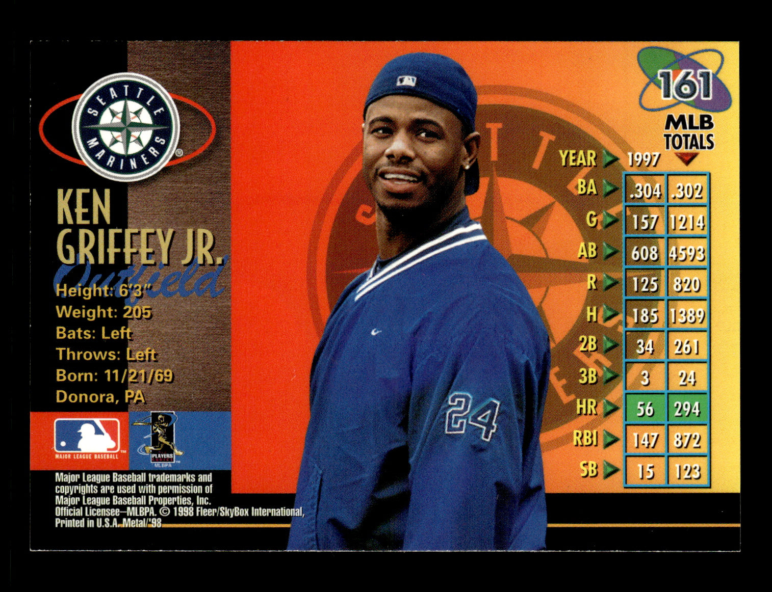 1998 Metal Universe Ken Griffey, Jr. #161 Seattle Mariners