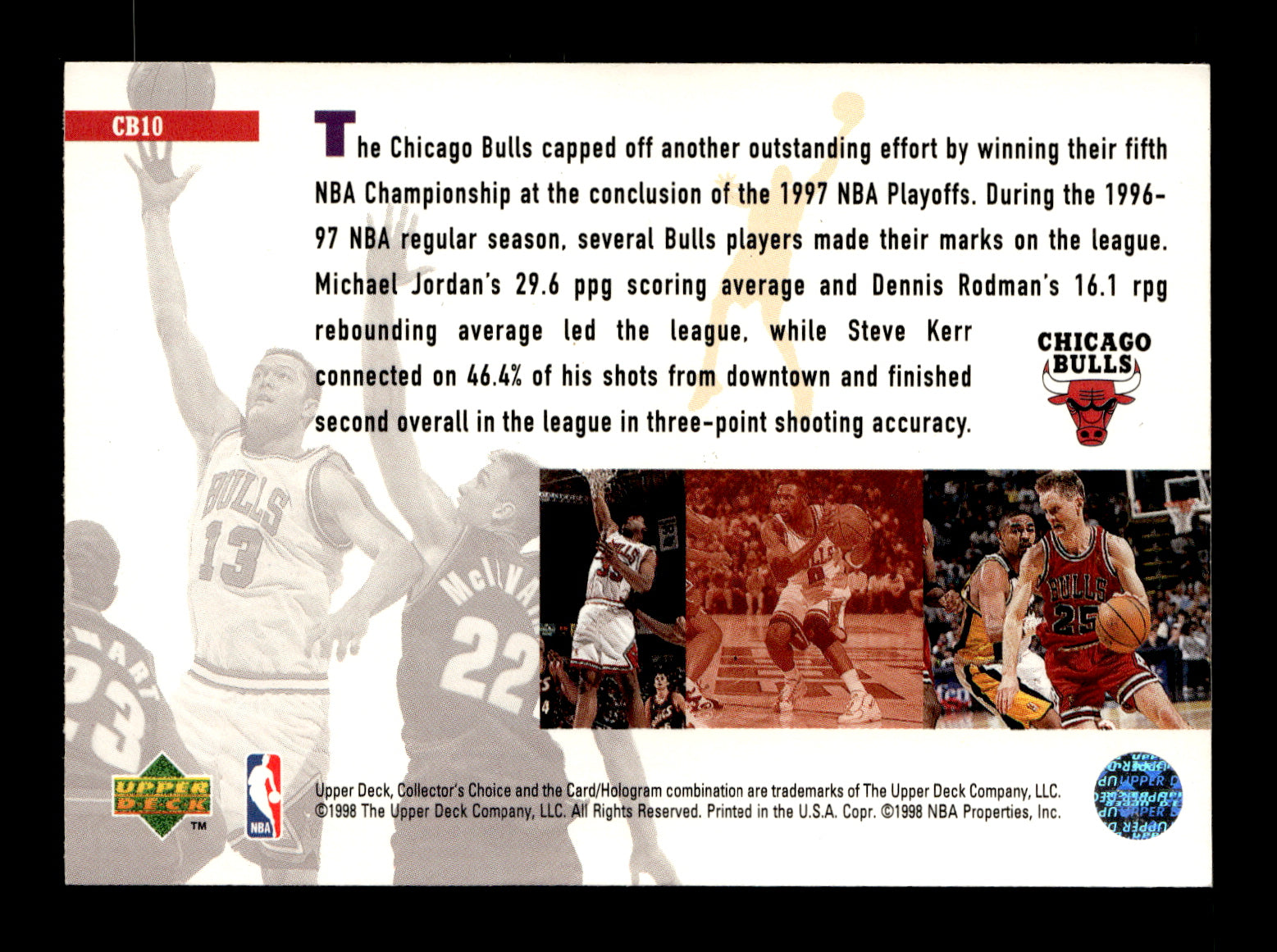 1997-98 Collector's Choice Chicago Bulls Chicago Bulls #CB10 Chicago Bulls