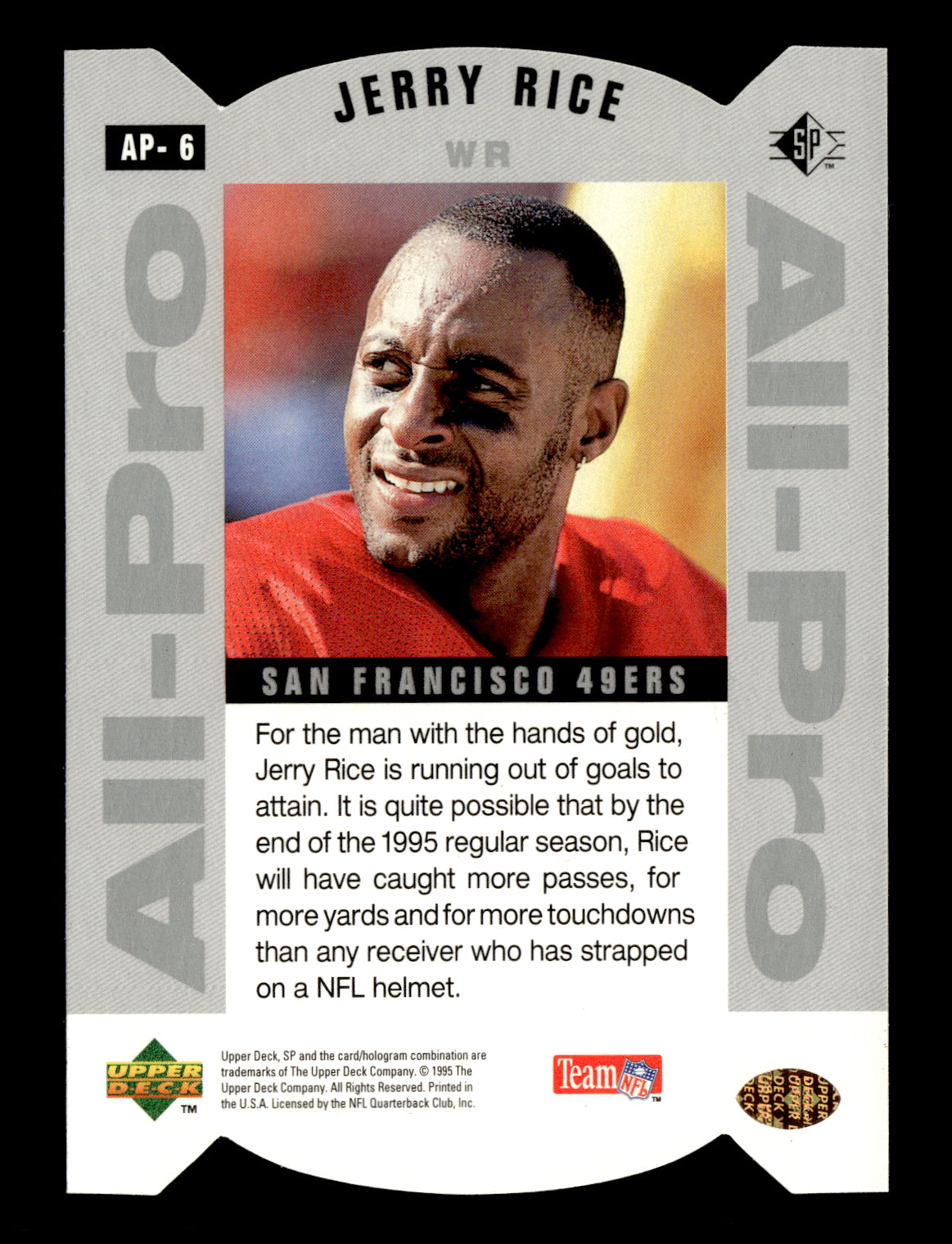 1995 SP Jerry Rice #AP-6 All-Pros Gold Die Cut San Francisco 49ers