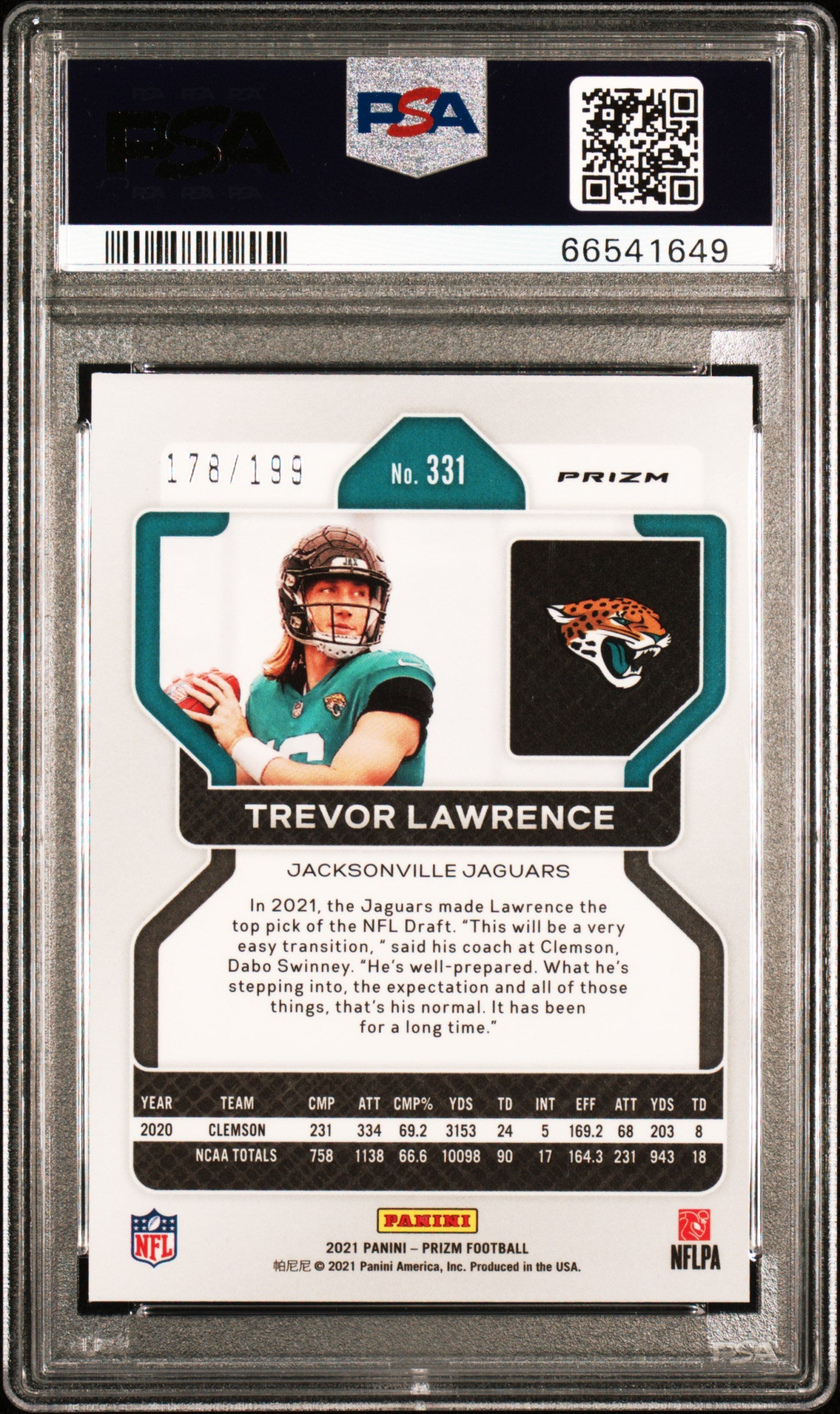 2021 Panini Prizm Trevor Lawrence #331 Blue Wave PSA 10 Jacksonville Jaguars