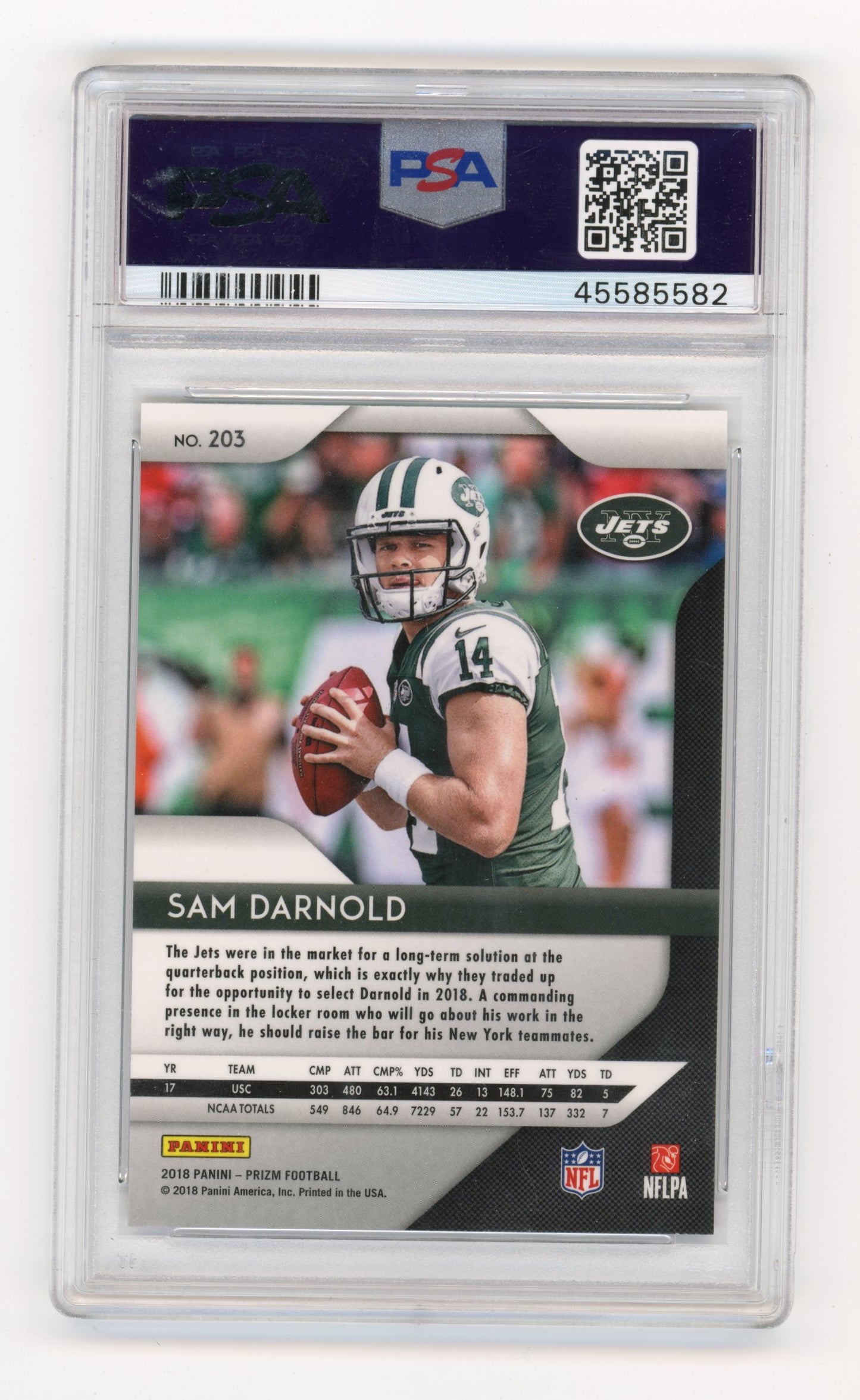 2018 Panini Prizm Sam Darnold #203 PSA 10 New York Jets