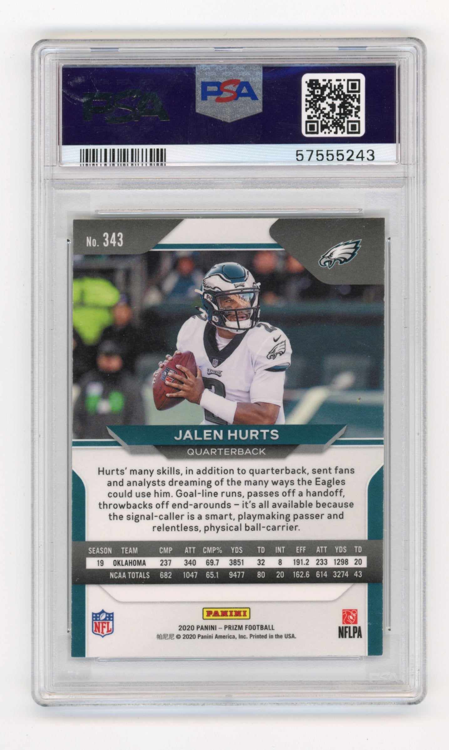 2020 Panini Prizm Jalen Hurts #343 PSA 10 Philidelphia Eagles